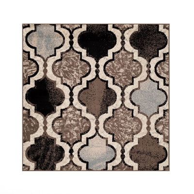 Tapis brun / gris / noir en polypropylène tissé à la machine Jida
