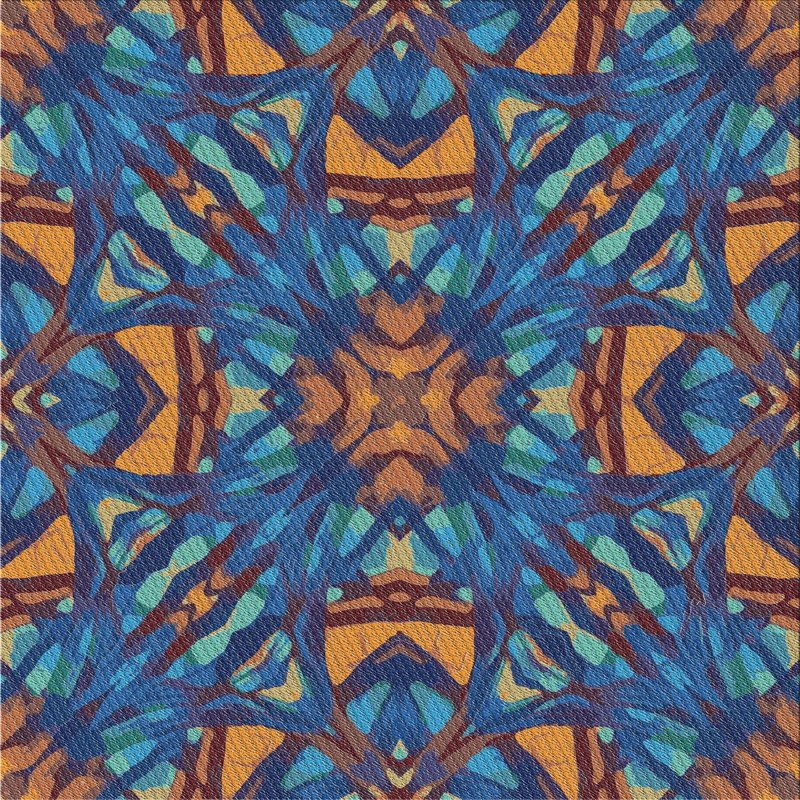 Tapis bleu tissé à la machine, Carré 7 pi