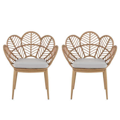 Ensemble de 2 chaises d'extérieur en forme de paon en osier Kirk