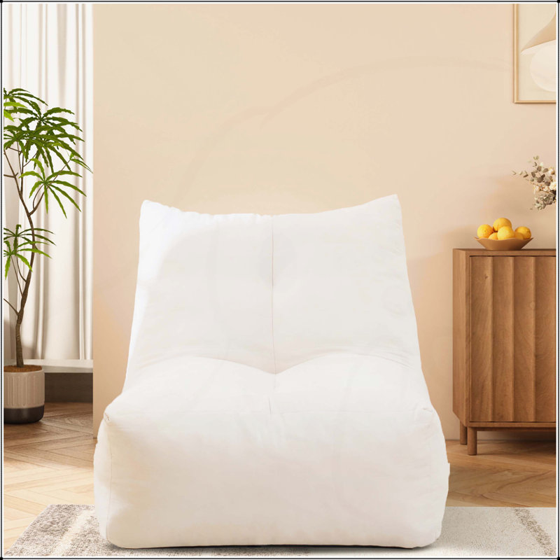 Inflatable Floor Beanbag, White Suede