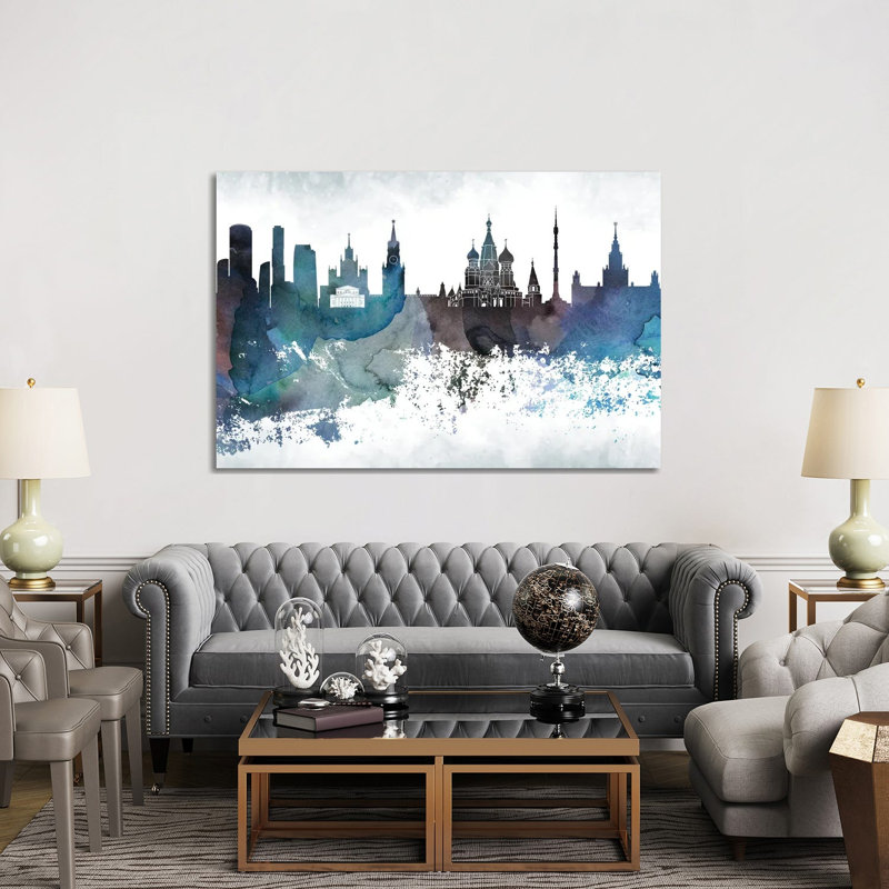 Moscow Bluish Skyline by WallDecorAddict - Wrapped Canvas Print, 152.5 cm H x 101.5 cm W