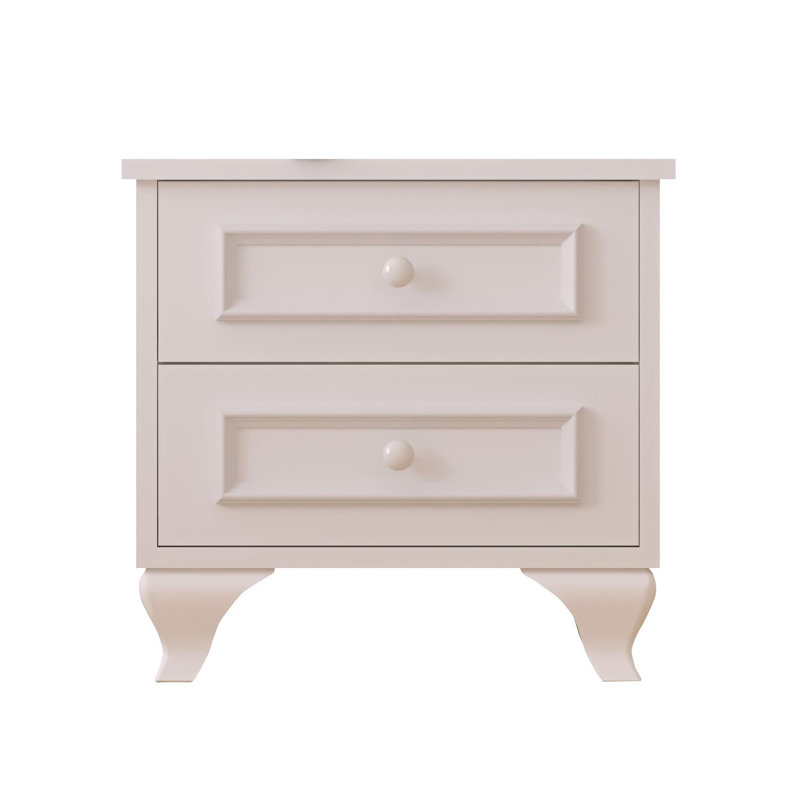 Elegant Nightstand, Matte White, 17.7 x 17.7 x 15.7 inches | 100% Melamine Coated E1 Quality Chipboard, Thickness: 0.6 inches | Easy Assembly with Minifix System | Perfect for Traditional Bedrooms & Living Spaces