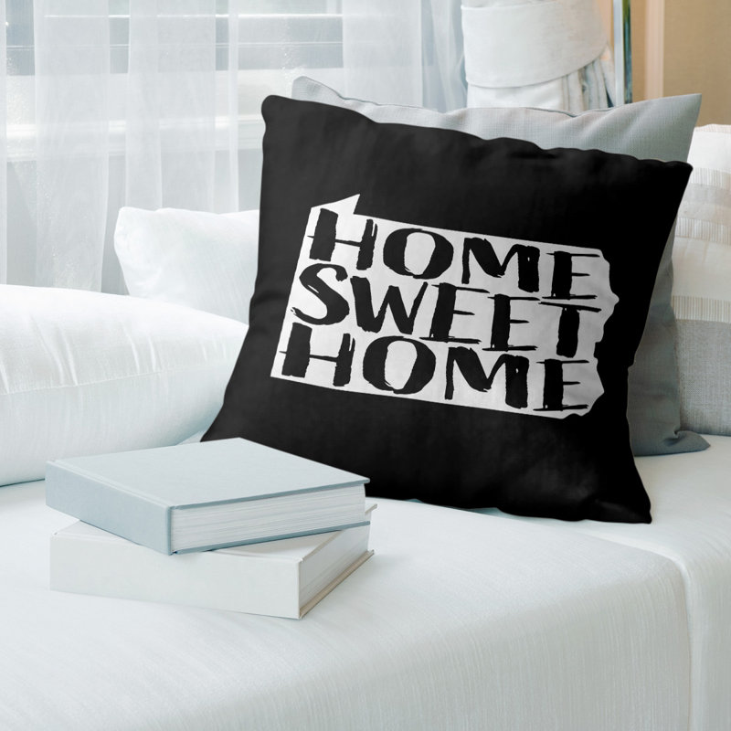 Coussin décoratif home, 18 po x 18 po, Pennsylvanie, Noir