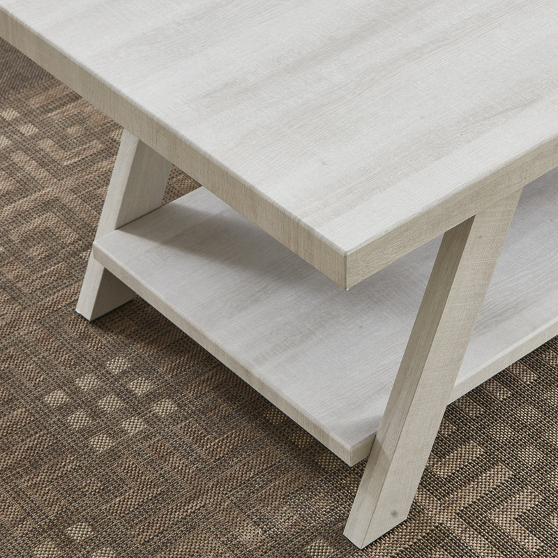 Table de bout contemporaine en blanc avec tablette de rangement supplémentaire blanche et option incluse, Blanc, Blanc