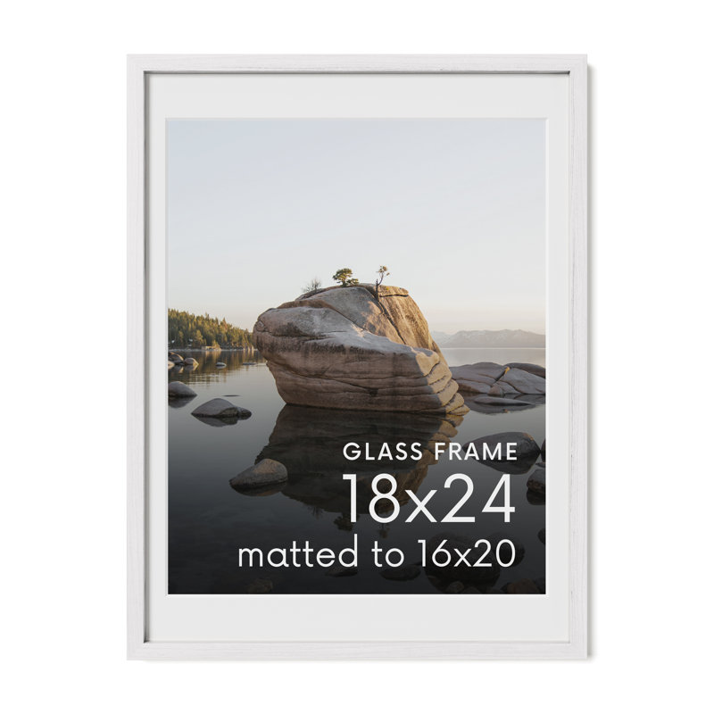 Cadre photo en bois massif avec verre, Blanc, L 18 po x H 24 po
