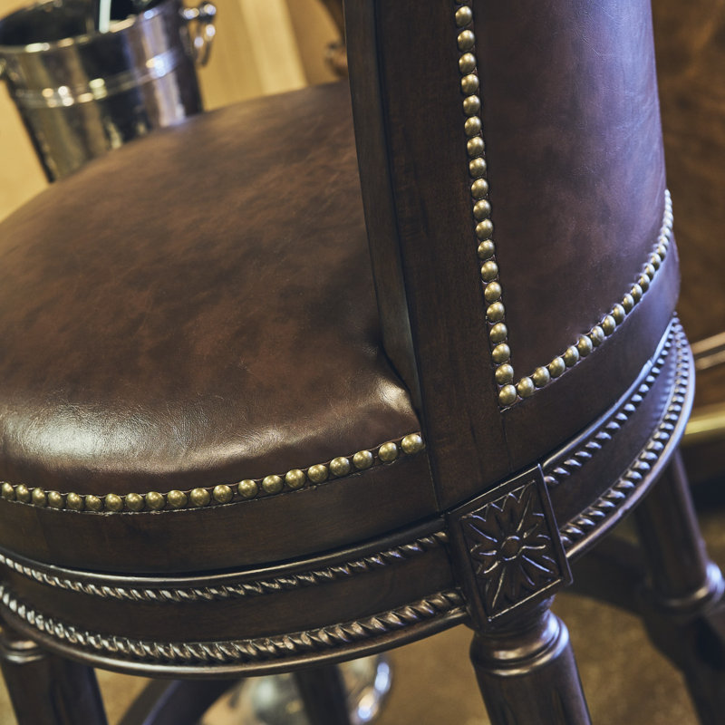 Ted Swivel Upholstered Counter Stool with Solid Wood Frame, Bar Stool (31" Seat Height), 4