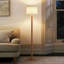 Lampe sur pied traditionnelle en bois massif avec colonne perlée et ampoule 3 couleurs incluse-417680906
