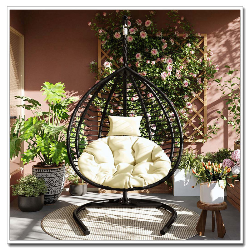 Coussin moelleux pliable Egg, Beige, Noir