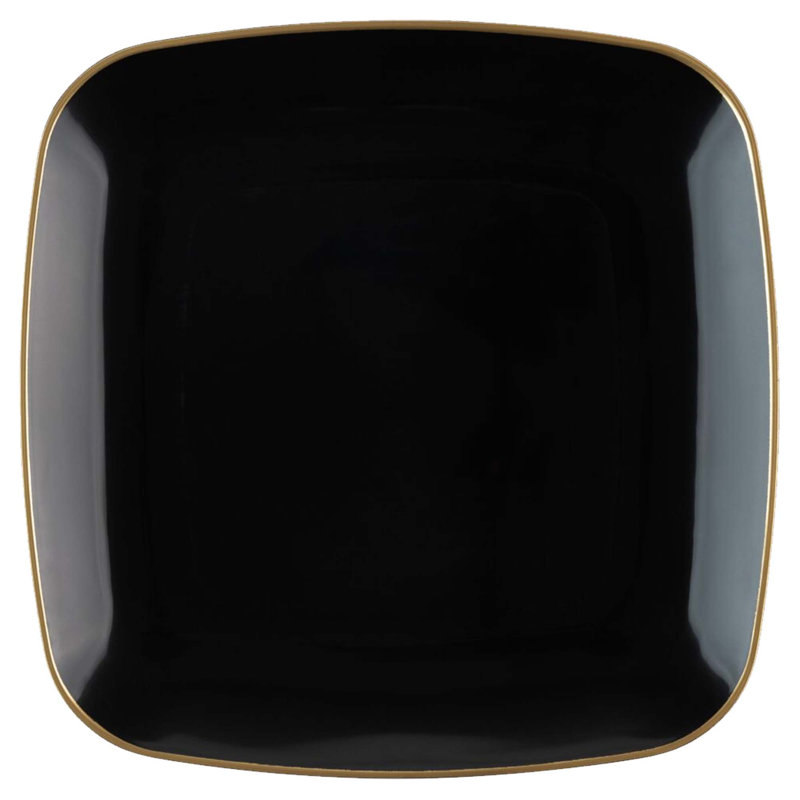 Assiettes en plastique carrées noires de 10 po avec bordure dorée Ecoqualité , 40
