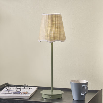 18" Metal Table Lamp With Natural Shade