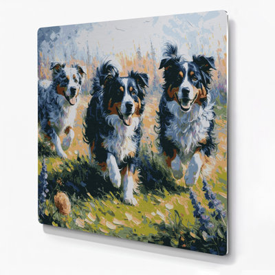 Dogs Australian Shepherd Beige Metal Wall Art