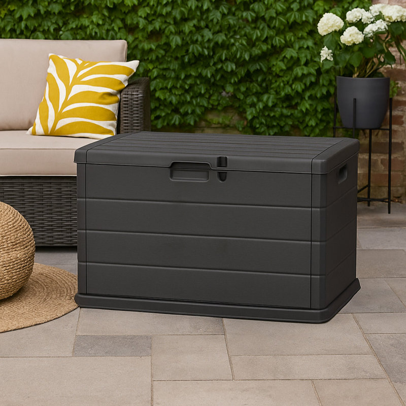 Urbn-Living 78cm W 200L Polypropylene Lockable Deck Box in Black