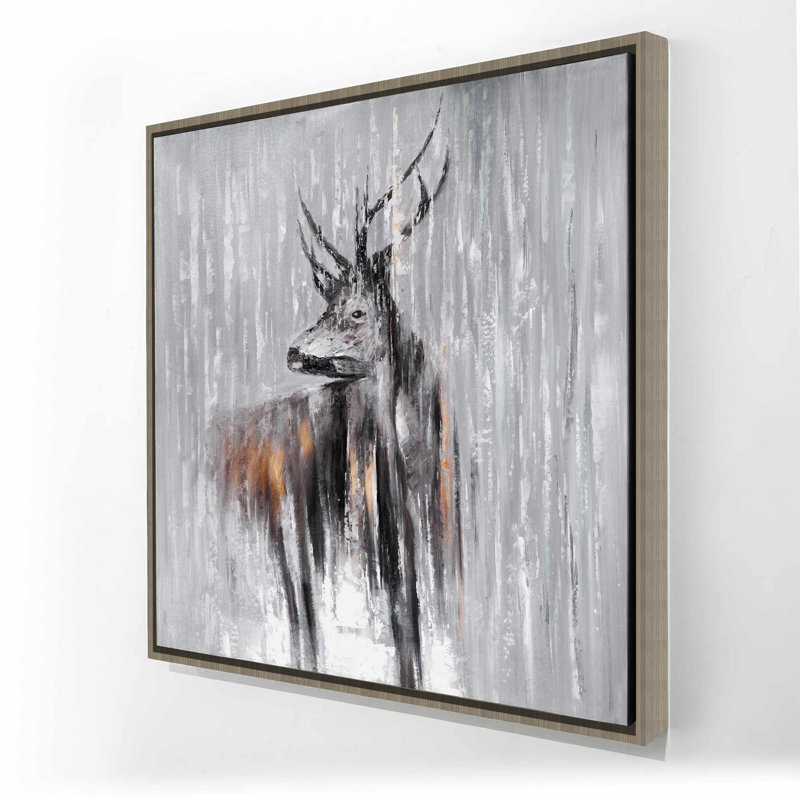 Deer in the Forest - Framed Canvas for Home Decor