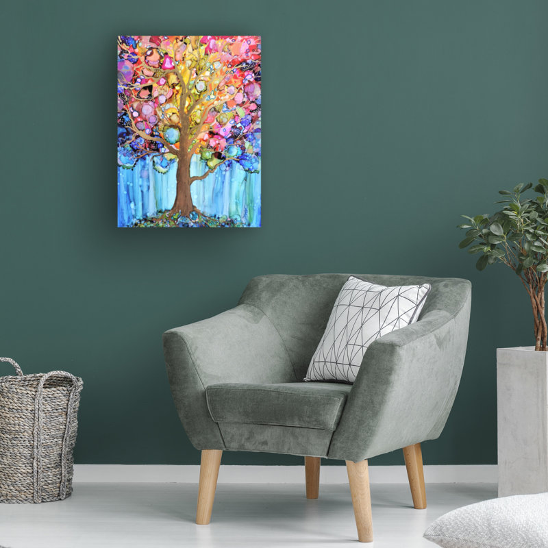 Sylvie Demers Abstract Floral Canvas Art in Light Blue and Tan