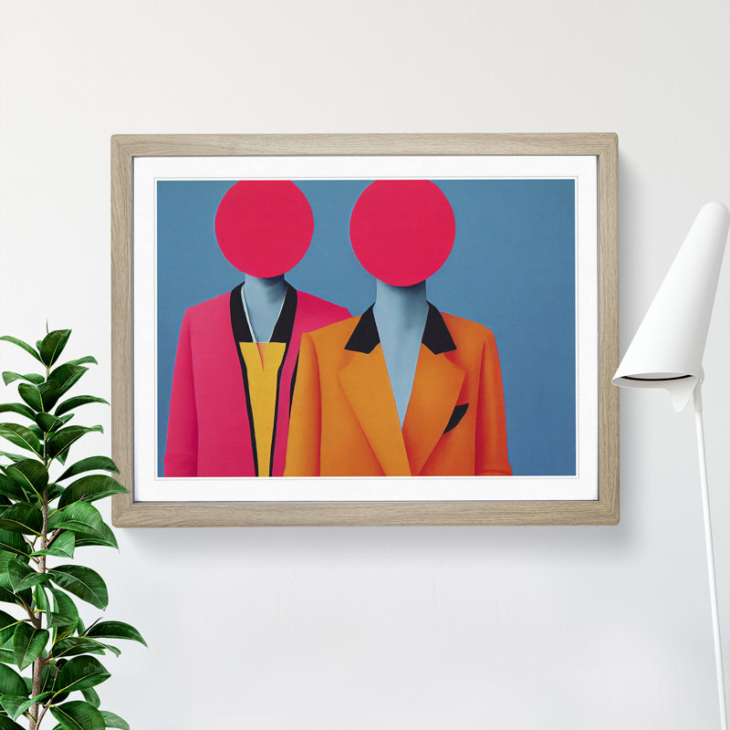Two Women Abstract Vol.2 1 Piece Single Picture Frame Wall Art, 25cm H x 34cm W x 2cm D, Oak Framed