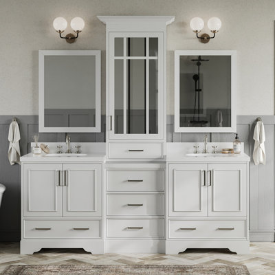 Buckhorn Abshire 85" Double Sink Bathroom Vanity with Mirror