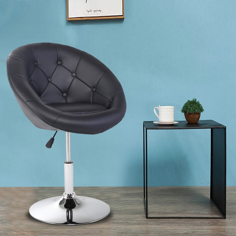 Kamden Swivel Upholstered Adjustable Height Counter Stool with Metal Frame, Black