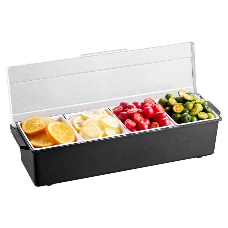 Plateau de service froid 4 compartiments avec couvercle pour fruits