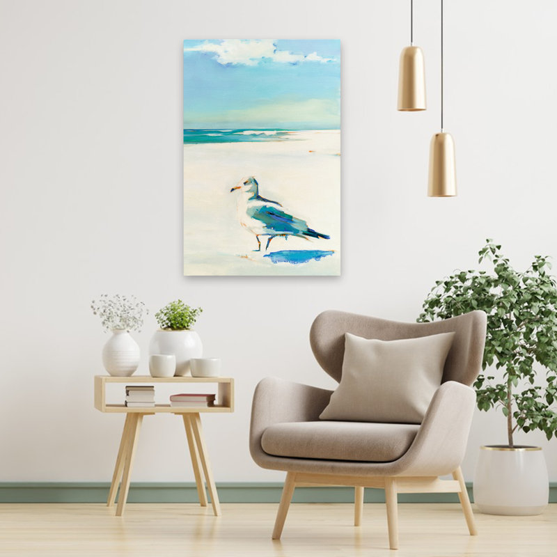 Sur la montre - animaux côtiers, plages, oiseaux, art, H 36 po x l 24 po