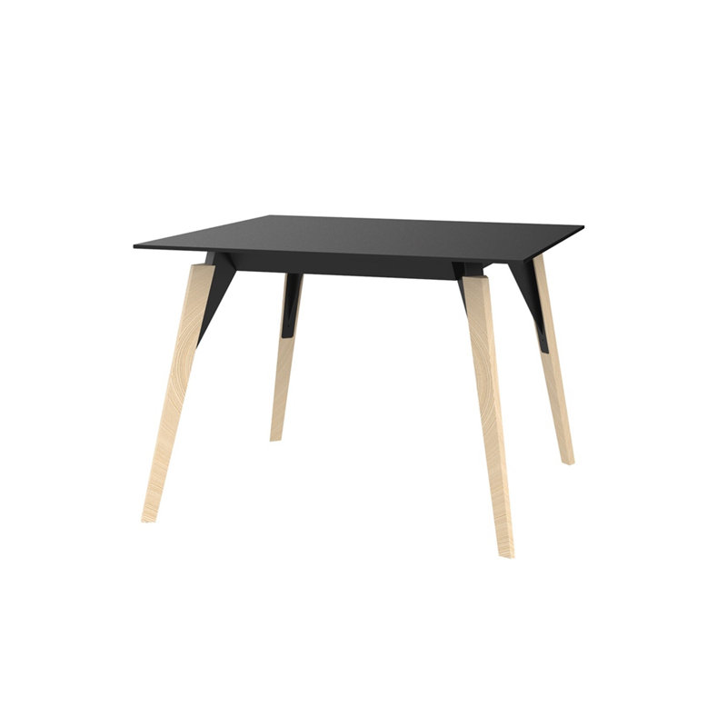 Faz Wood Lounge Table Edge Top, Black, Natural, 35.5" W x 35.5" L