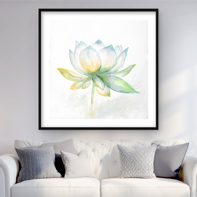 Lotus Flower Blue Framed Matted Print | Home Decor Art
