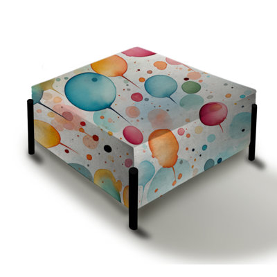 Watercolor Delight Polka Dots Pattern - Polka Dots Large Square Ottoman