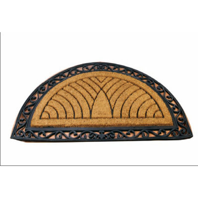 Demi-lune moulée coco 30 po x 48 po tapis de porte extérieur antidérapant