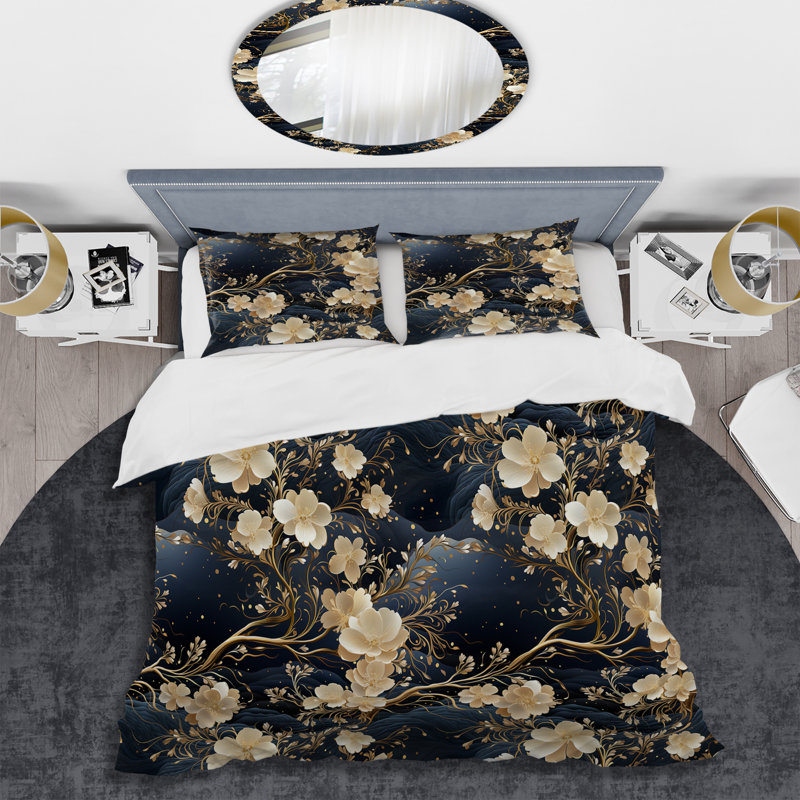 Ensemble de housse de couette Moonlit Whispers Moody, Housse de couette pour grand lit et 2 taies décor