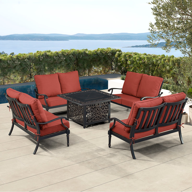 Paigton Outdoor 5 - Piece Conversation Set, Red
