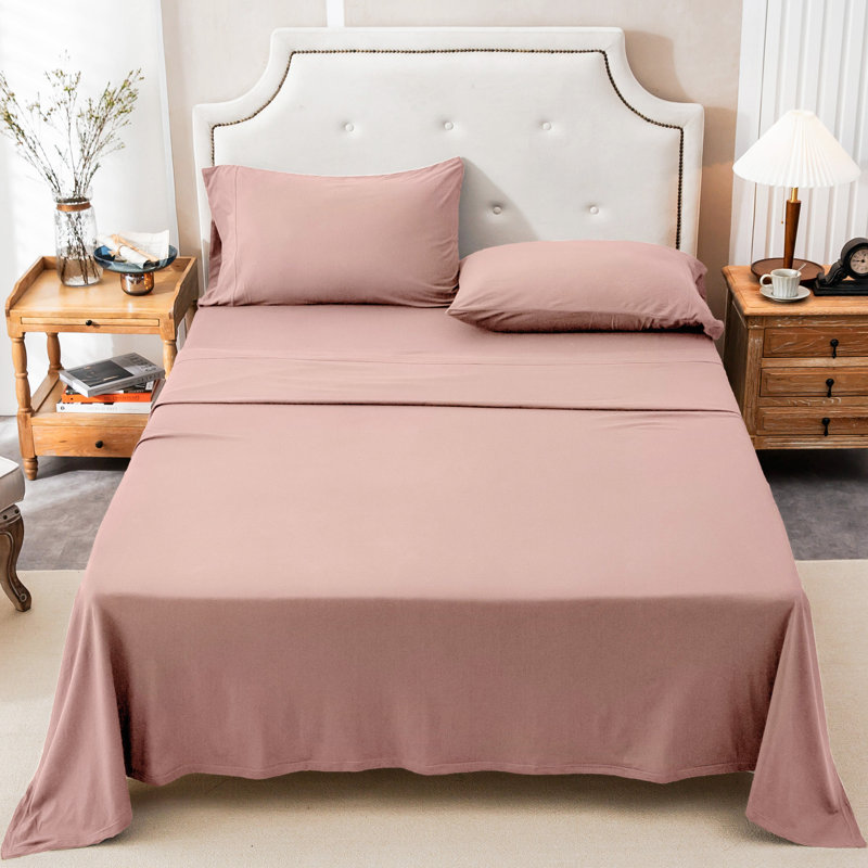 100% T-Shirt Cotton Super Soft Comfy Breathable Fits Mattress Up To 20" Extra Deep Pocket, Petal Pink