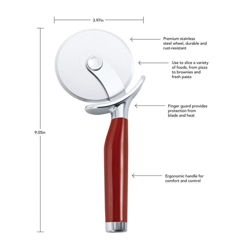 Red Stainless Steel 9-Inch Pizza Wheel with Comfort Grip