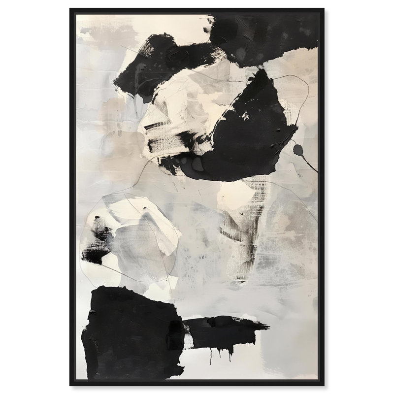 Silence Muted Abstract Wall Art, 16" H x 11" W, Black Framed