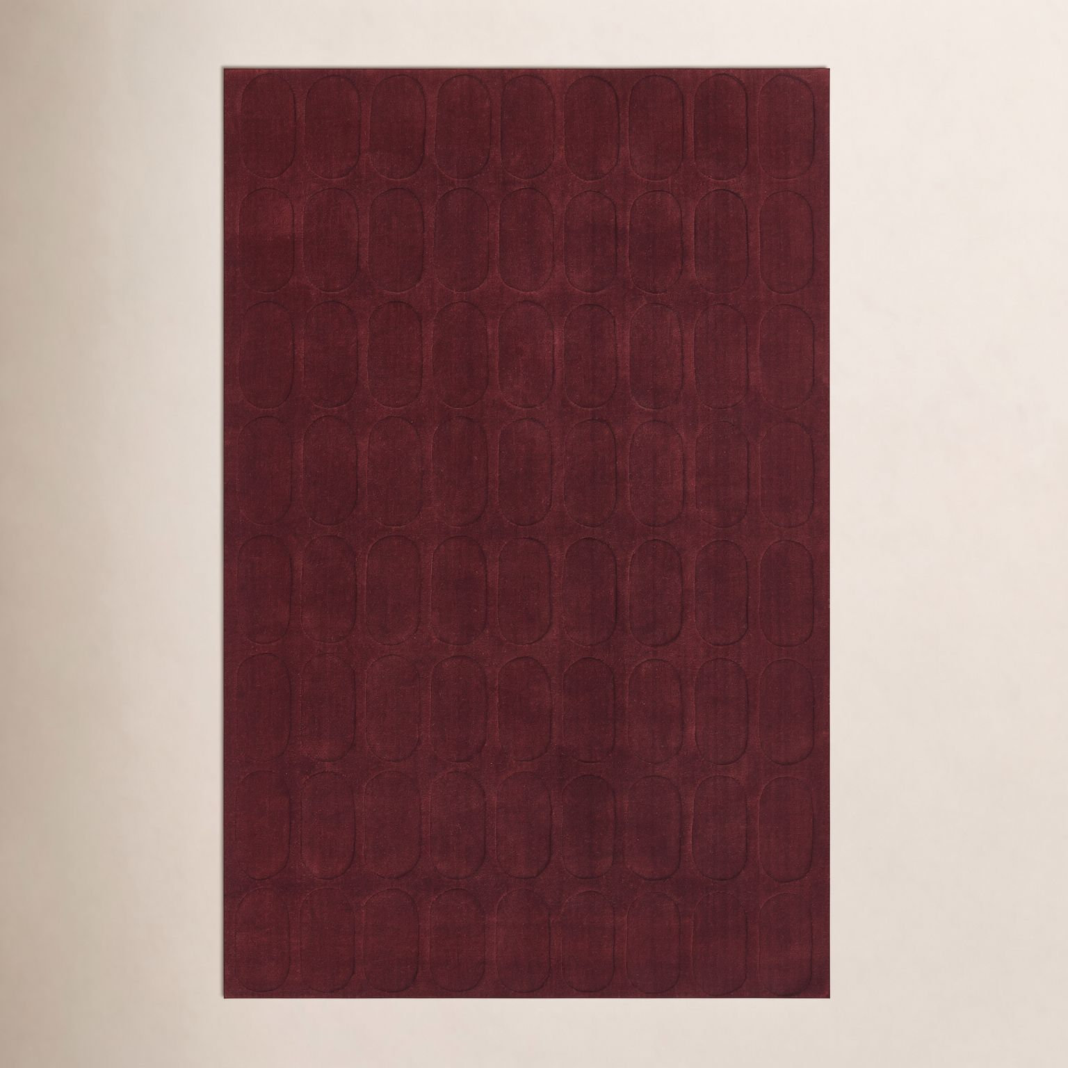 Mazzi Burgundy Hand-Loomed Geometric Wool Rug, Rectangle 2' x 3'