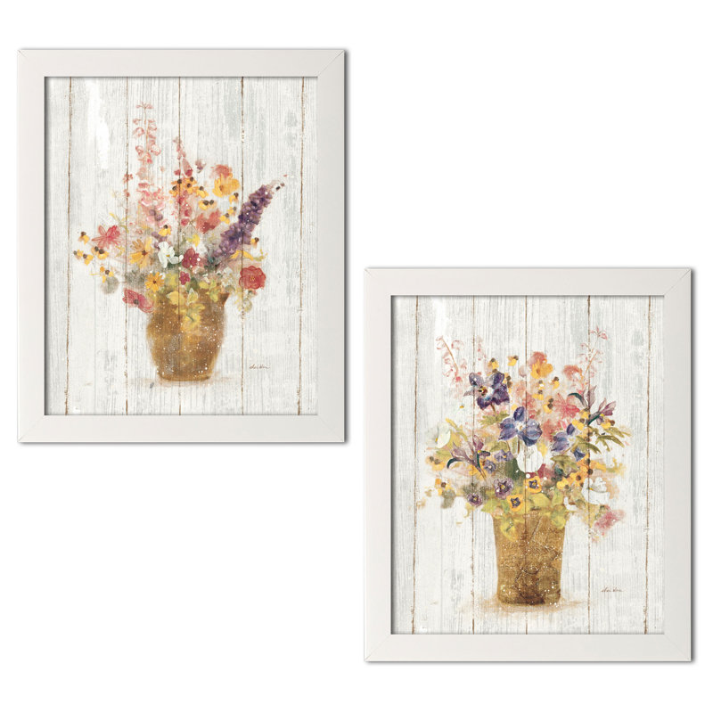 « wild fleurs », reproduction de peinture à l’acrylique, Papier avec cadre blanc, H 14 po x l 11 po x P 0,75 po