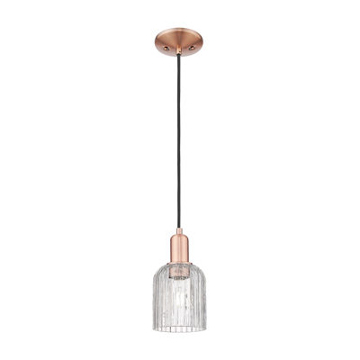 Downtown Urban - Bridal Veil - 1 Light 12" Cord Hung Mini Pendant - Polished Nickel Finish - Clear Shade