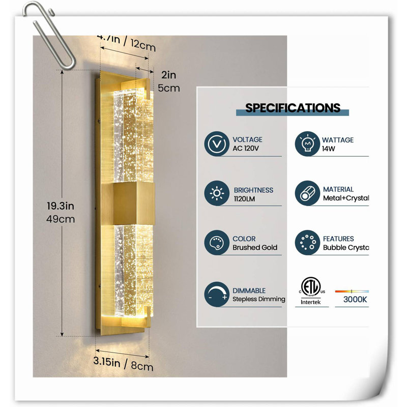 Kietzman LED Wall Light, Gold