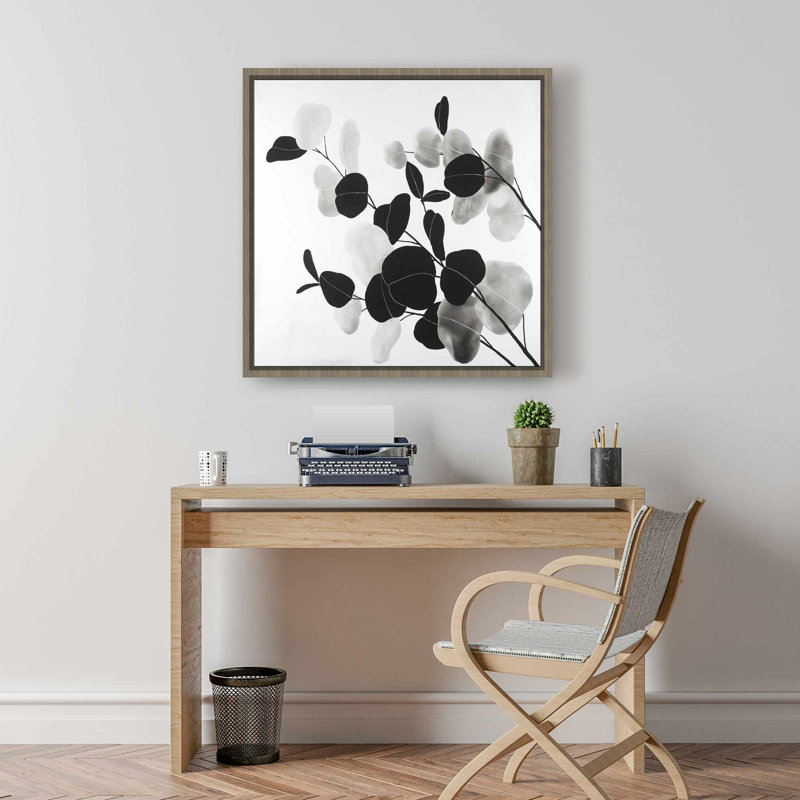 Branches et feuilles en niveaux de gris, art mural