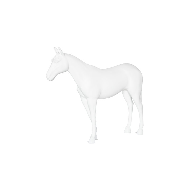 Sculpture de cheval, debout, blanc brillant
