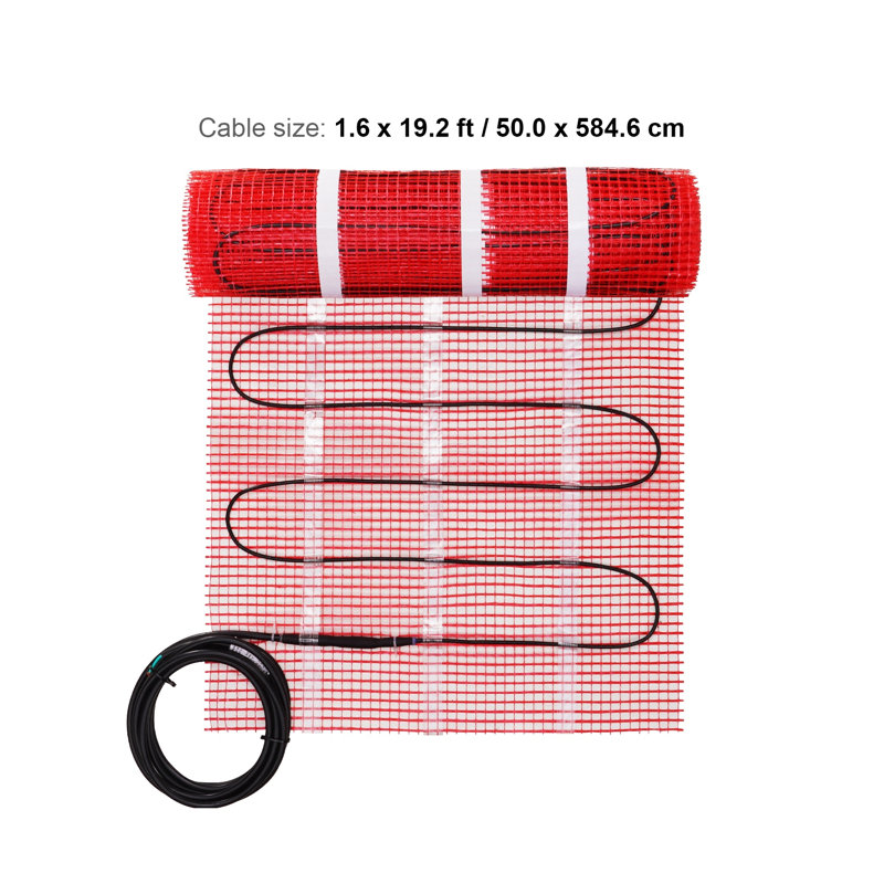 30 Sq. Ft. Electric Radiant Floor Heating Mat Kit with Digital Programmable Thermostat and Floor Sensor