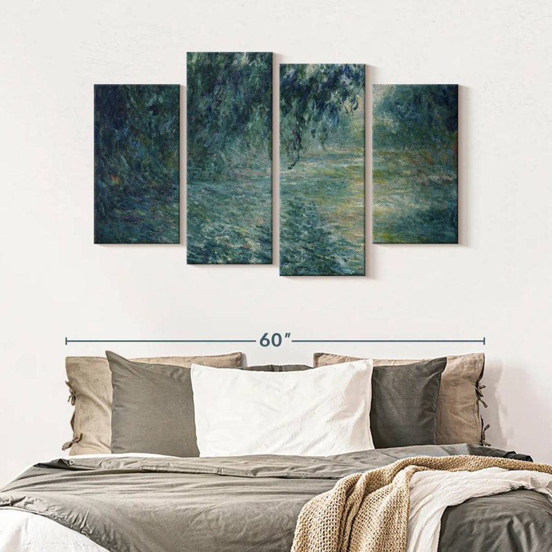 Paysage abstrait matin sur la seine, 1898 - 4 pièces sur toile tendue, H 32 po x l 52 po x P 1,25 po