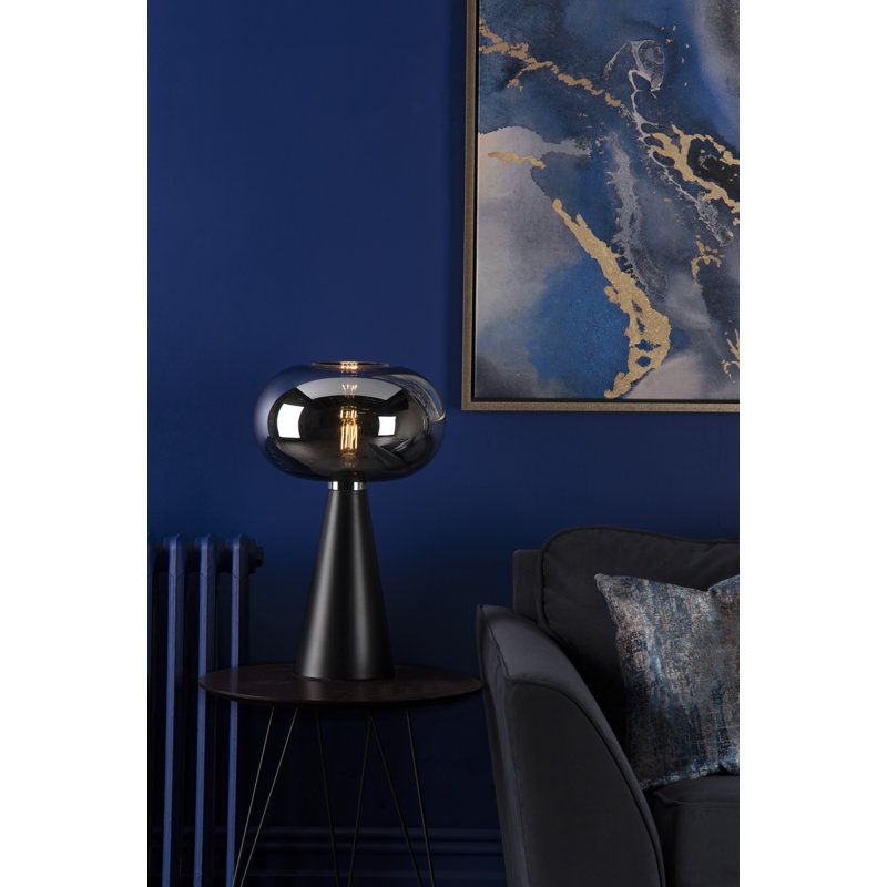 Jensen Table Lamp Smoked Glass Satin Black
