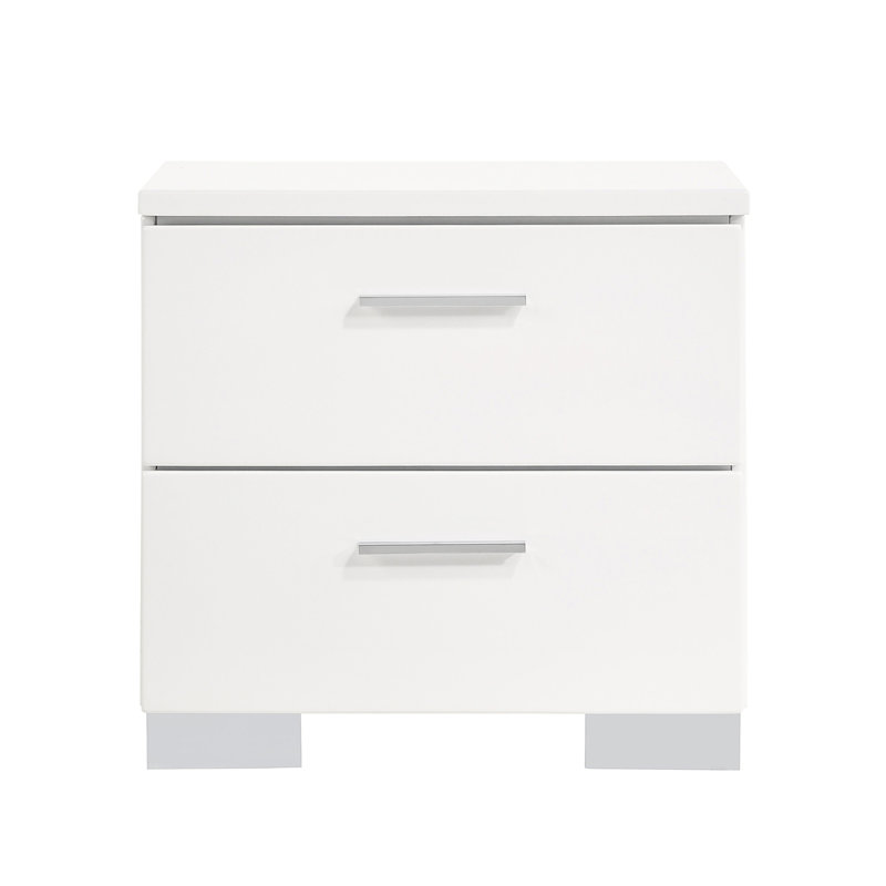 2 tables de chevet avec finition blanche brillante - espace de rangement spacieux Tiroirs doublés de feutre