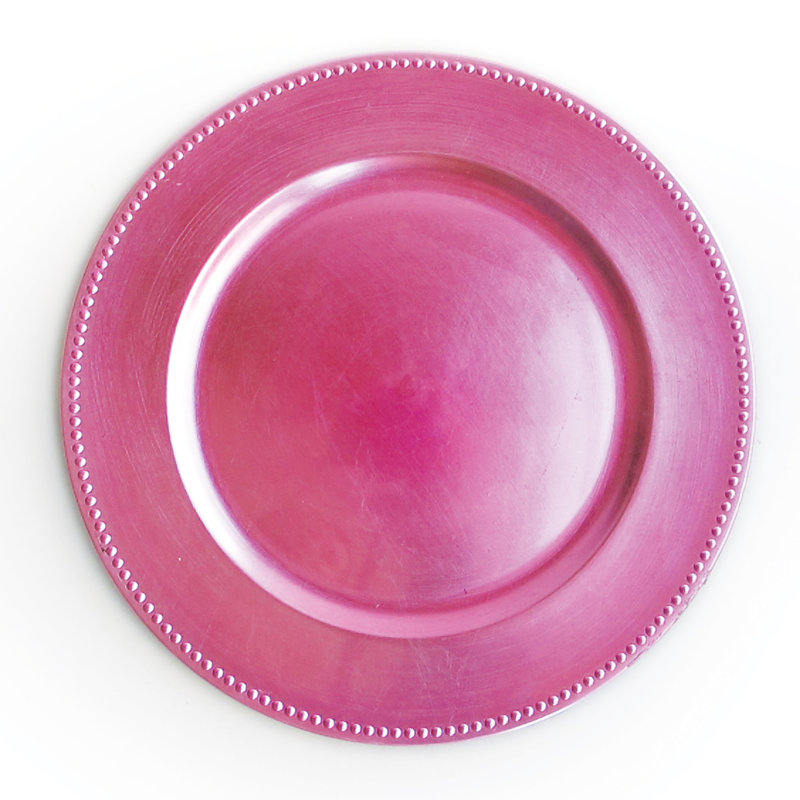 Plat de présentation perlé rose 13 po, Rose