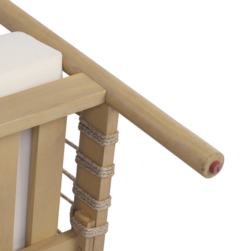 Chaises longues spacieuses pour patio, mobilier de jardin moderne en corde de bois d'acacia
