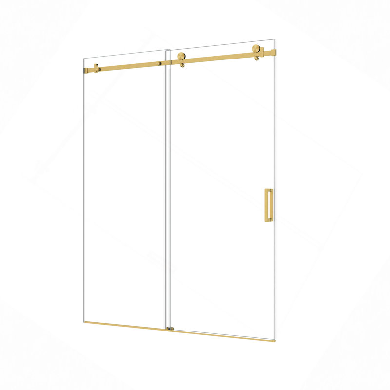 Porte de douche sans cadre à fermeture en douceur, verre trempé de 6 mm avec protection, poignée / rail en acier inoxydable, largeur réglable, installation facile