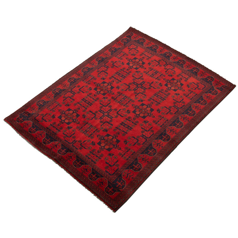 Tapis de bois one-of-kind-noué la 2010 esari noir/crème/rouge foncé 4 pi 11 po x 6 pi. zone en laine 5 po Alarick