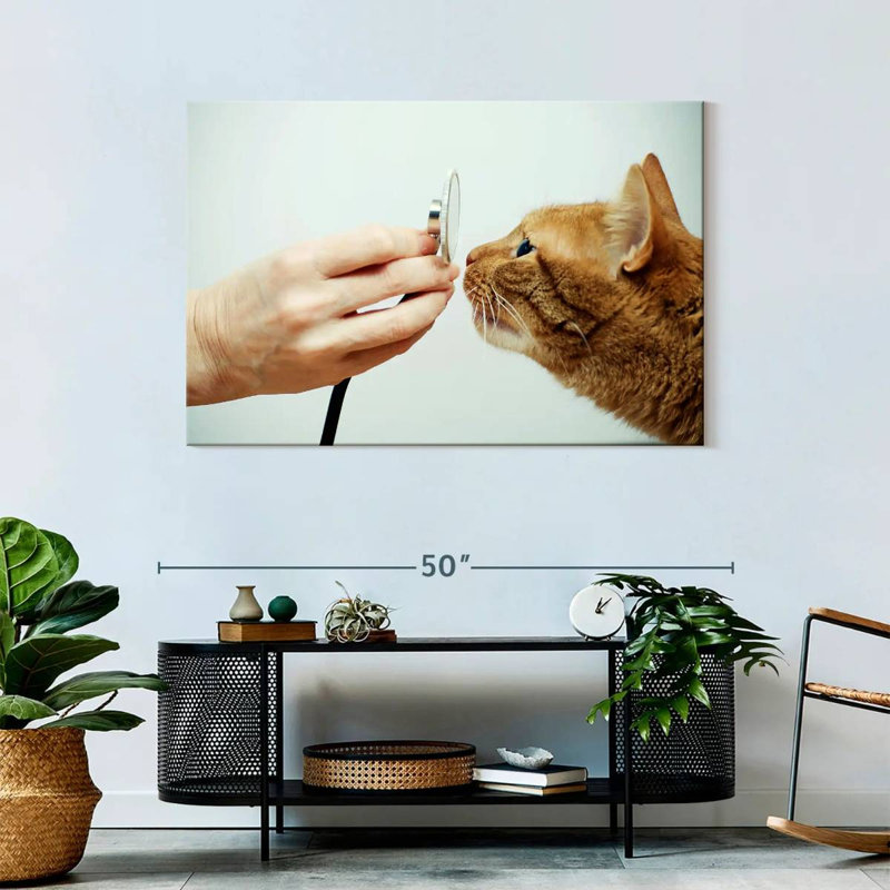 Chat chat sur toile, H 30 po x l 45 po x P 1,25 po