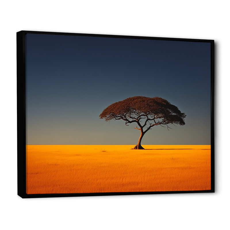 Minimalisme, Afrique, paysage, photo, art mural sur toile, Afrique, H 24 po x l 32 po x P 1 po, Cadre flottant noir