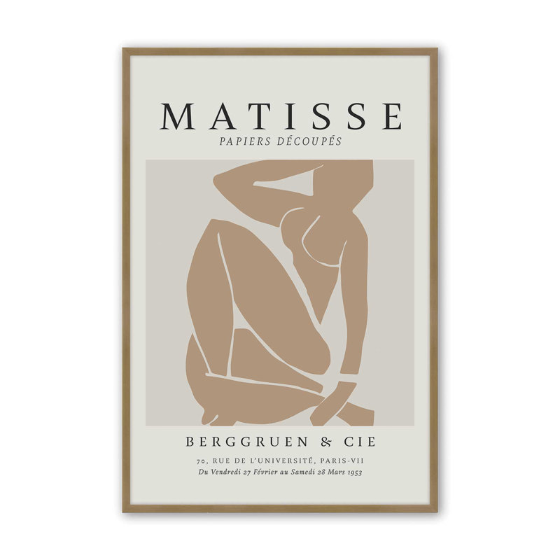 Matisse's Nude III avec imprimé brun clair, H 25,25 po x l 19,25 po, Reproduction encadrée sans passe-partout, Or brossé