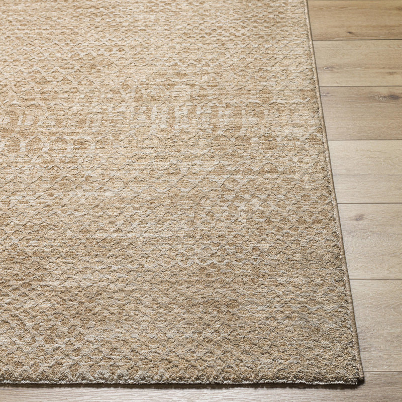 Tapis beige en polyester tissé à la machine Vanshi, Tapis de couloir 2 pi 8 po x 7 pi 3 po